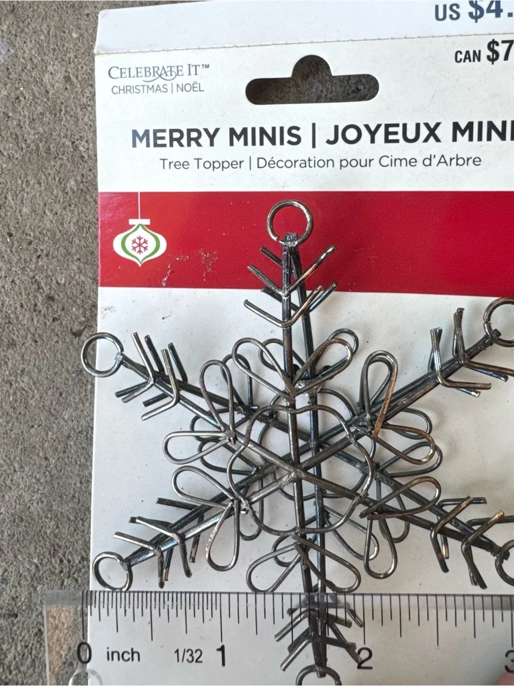 Snowflake Silver Tone Christmas Tree Topper Mini Merries